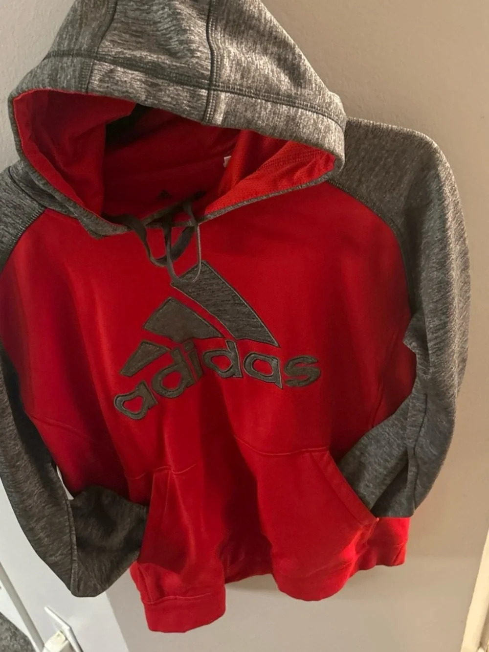 adidas Originals Red and Gray Pullover Hoodie with Logo
